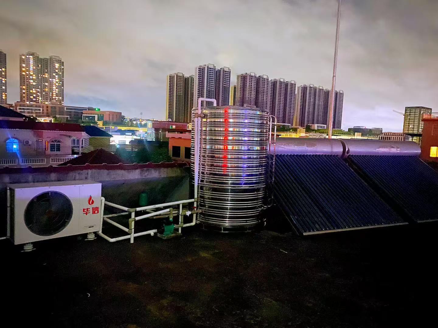 林岳西自建房热水改造｜毕信 3 匹空气能替换不稳定太阳能案例